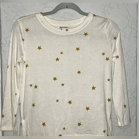 Old Navy White Long Sleeve Shirt with Gold Stars (NWOT) - Picture 2 of 9